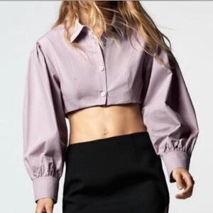Zara Voluminous poplin lilac blouse💜